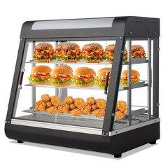 3 Tier 26″ Commercial Food Warm Display Countertop Hamburger Pizza Case Catering