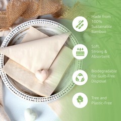 Ibambo Bamboo Everyday Napkins – 1000 Pack, 2-Ply, Compostable Dinner Napkins