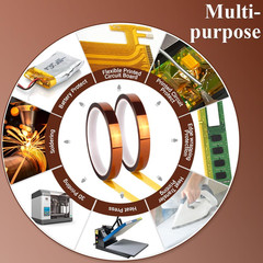 2 Rolls 0.5Inch X 108Ft Polyimide Heat Resistant Tape, High‑Temp Thermal Transfe