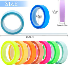 10 Rolls Colorful Highlighter Tape 0.31 x 1 Count (Pack of 10) Multicolor