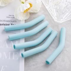 HINZIC 6Pcs Metal Straw Silicone Tips 5/16 IN Wide(8mm Outer 8mm, Light Blue