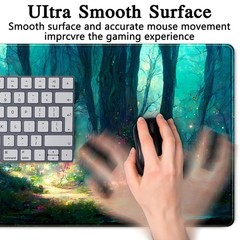 Forest Desk Mat Blue Green Mouse Pad 15.7L x 31.5W inches, A
