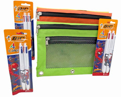 3 Packs of Bic 4 Color Marvel Spiderman Retractable Pens w 3 Bonus Pencil Cases