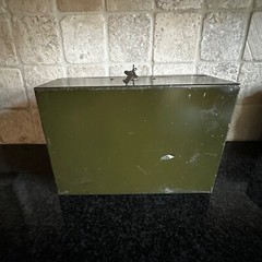 Vintage ASCO Art Steel Co Green Metal Lock Box New York USA vtg – WITH 2 KEYS