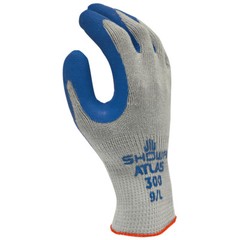 3- ATLAS 300 BLUE RUBBER Palm Coated General Purpose PROTECTIVE WORK GLOVES S-2X