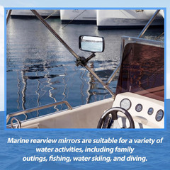 Pontoon Boat Rear View Mirror with Telescoping Pole 10″ X 6.3″ 360° Adjustable M