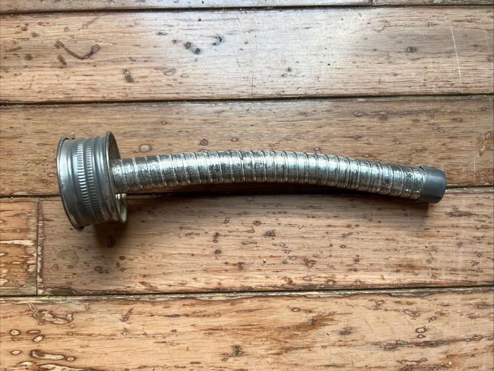 Vintage Metal Flexible Gas Fuel Oil Can Pouring Nozzle Spout Hose