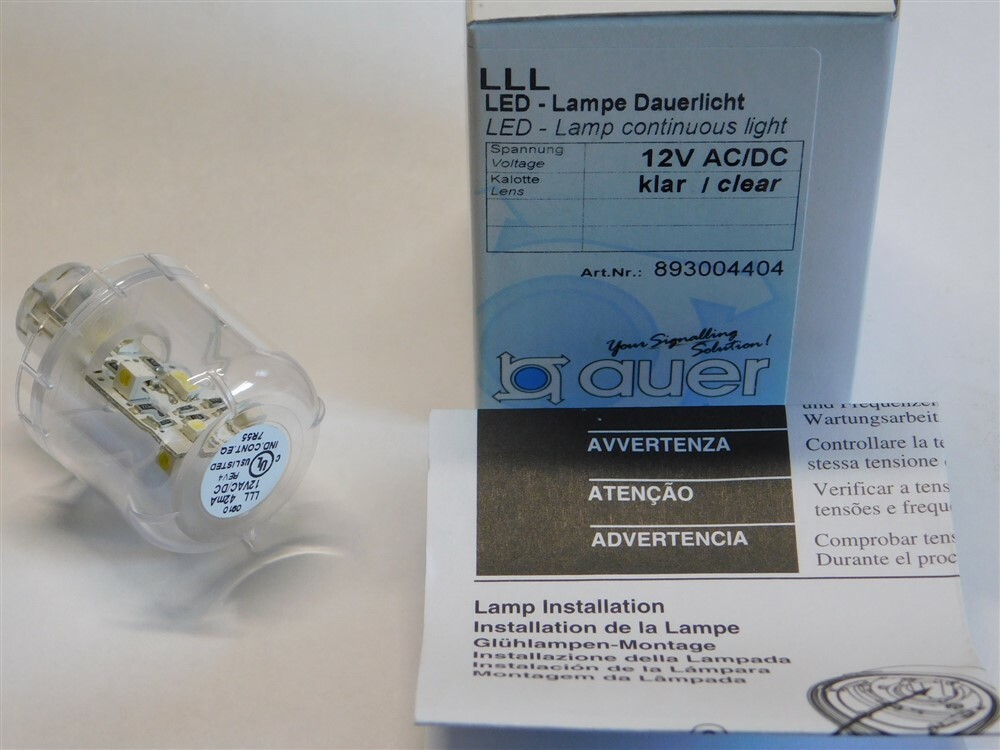 Auer 893004404 LLL Clear Continuous Light LED Bulb for BA15d Bases IP40 12V