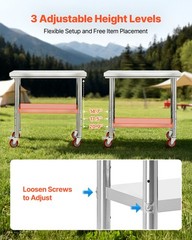 VEVOR Stainless Steel Table 24 x 35.4 in Kitchen Prep Table with Wheels
