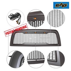 ABS Upper Honeycomb Grille Charcoal Gray Amber LED 10-12 Ram 2500 3500 HD