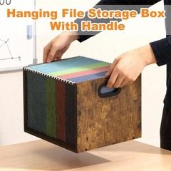 1 PCS Rustic Brown Wooden Hanging File Organizer Metal Mesh Desk Crate