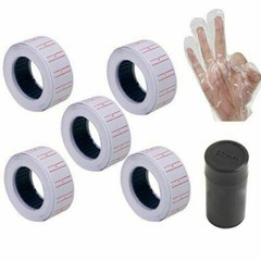 10 Roll 6000pcs White Price Tag Sticker MX 5500 Gun Adhesive Labels 1 Refill ink