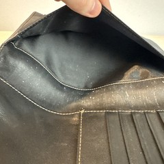Vtg FRANKLIN COVEY Classic Black Full Grain Leather Planner Cover Brass Buckle