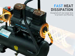 2 Gallon 1.0HP Oil-Free Air Compressor, 100PSI 65dB Quiet for Tire Inflation