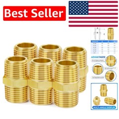 Versatile Brass Hex Nipple 3/4″ NPT Male Thread Adapter – 6 Pack of Durability