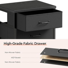 3 Drawer Mobile File Cabinet W/ Wheels Fabric Vertical Filing Cabinet