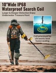Metal Detector for Adults Professional Gold&Silver Detector LCD Display 10″ Coil