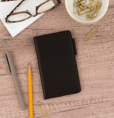 Day-Timer Antique Vinyl Open Style Planner Wallet, Black, Compact Size, 3″ x 5″
