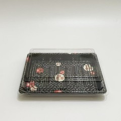 ST-5-015 Blue/Black/Sakura PET Sushi Trays with Lids 8.43″*5.24″*1.3″ in