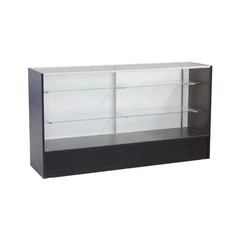 White Wood Full Vision 70-Inch Glass Display Showcase with Shelves
