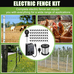 2-Mile 5000V 0.1Joule Electric Fence for Preventing Animals Intruding, 50 Black