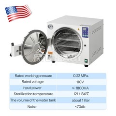 US 18L Dental Autoclave Steam Sterilizer Medical Steam Sterilization 121°C/134°C