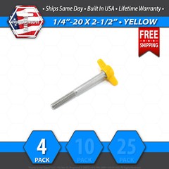 1/4″-20 x 2-1/2″ Thumb Screw Stainless Steel – Yellow Tee / Wing Knob – USA