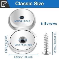 Powerful Neodymium Cup Magnets 110 lbs Hold Pack of 4 or 8 with Stainless Screws