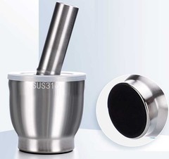 SUS304/SUS316 Stainless Steel Mortar and Pestle Noise-Absorbing Kitchen Grinder