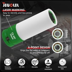 JEUCLEL 22mm 1/2″Drive Wheel Protector Impact Socket, Lug Nut 22MM