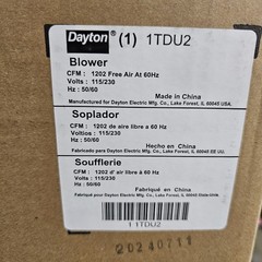 Dayton 1Tdu2 Rectangle Replacement Oem Blower 1202 Cfm 8-1/4 In Whl Dia 1
