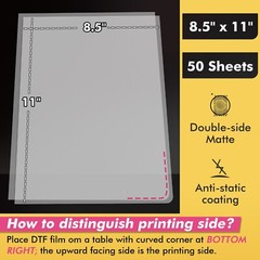 KOALA Direct to Film 8.5×11 DTF Transfer Paper Film 50 Sheet Dark T-shirt Fabric