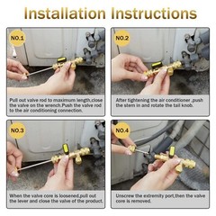 HVAC Valve Core Remover Installer Tool Dual Size SAE with 1/4 5/16 Port Nut