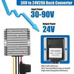 DC 30V90V To 24V 20A 480W Waterproof Buck Power Converter Transformer CNC