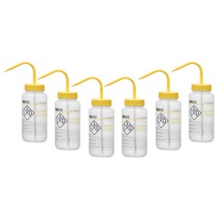 6PK Isopropanol Wash Bottle, 500ml – Wide Mouth – LDPE – Eisco Labs