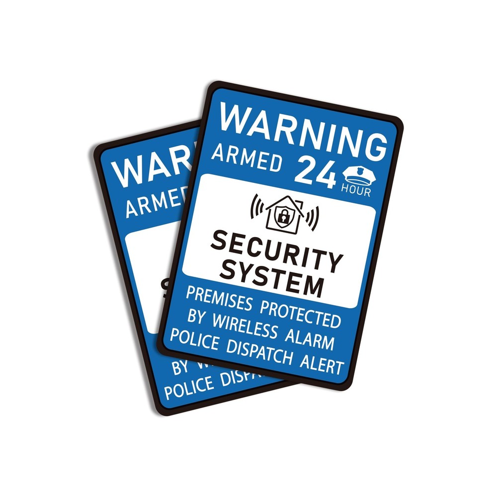 2PCS Security Alarm System Sign for Home, Self-Adhesive Small 24 Hours Warnin…