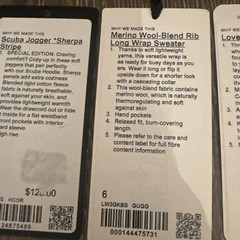 Lululemon Store Tags Only JUST THE TAGS Small XS Lot Of 8 Sizes 4 & 6 Pants Bras