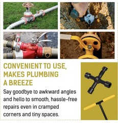 12″ Water Meter Key – Professional Garden & Plumbing Tool T-handle 4-way Spigot