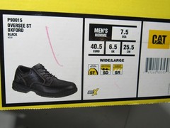 CAT Caterpillar Oversee Oxford Steel Toe Work Shoes Black Leather Mens 7.5 Wide