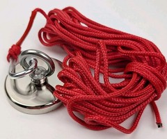 2500lbs Pull Force Strong Magnet Fishing Kit, Includes: Rope, Gloves, Caribiner