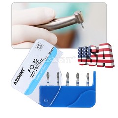 100PCS Dental Diamond Burs for High Speed Handpiece Medium FG 1.6mm AZDENT USA