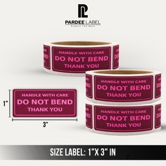 Do Not Bend Stickers 1” x 3” Neon Pink 250 Labels Per Roll