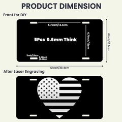 Black License Plate Blanks 6×12 Inches Aluminum for Laser Engraving UV Printing