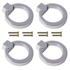 4 Pcs Zinc Alloy Ring Drawer Pulls,Brushed Wardrobe Door Handles Cabinet Pull…