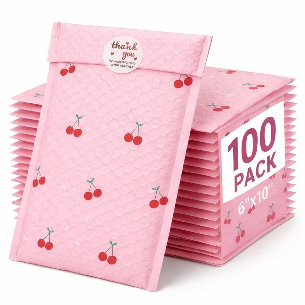 6×10 Inch Pink Poly Bubble Mailers 100 Pack,Waterproof Seal Adhesive Small Pa…