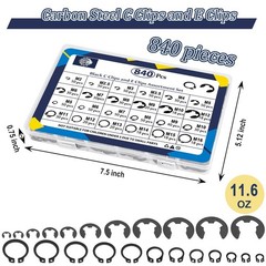840Pcs C Clips Assortment M5M16 and E Clips Assortment Set 2.0mm12mm, Externa…