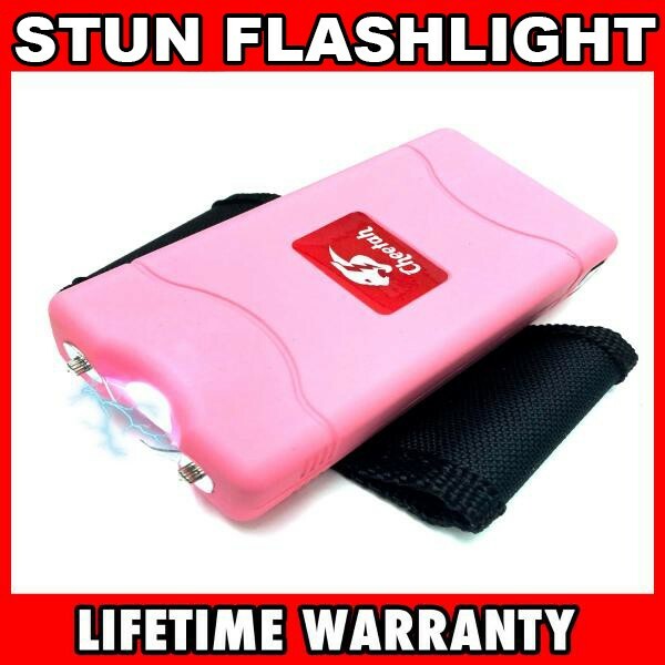 Mini Rechargeable Stun Gun 10MV w/ LED Light High Power PINK Self Defense Tool