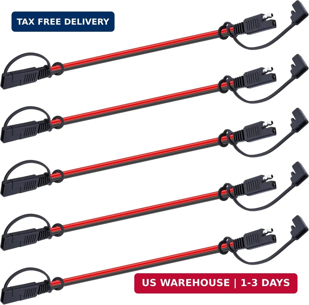 5 PCS 12 Gauge Quick Disconnect Polarized Wire Harness, 12 Inch Heavy Duty SAE C
