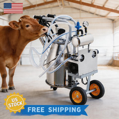 Portable Electric Machine, 6.6 Gallon/25L Stainless Steel Milk Bucket Milking