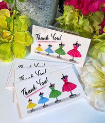 Thank You Business Cards, Ladies’ Fashion Dress Forms, Pink Dress, 100 pcs